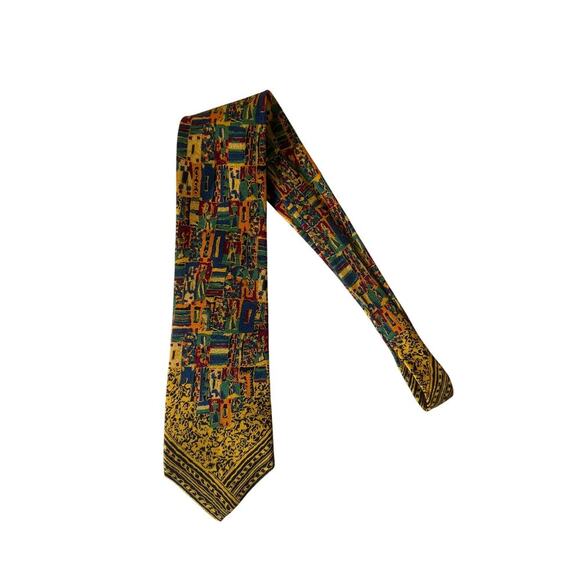 Vintage Missoni Cravatte Silk Tie Abstract Geometric Bold 90s Made in Spain